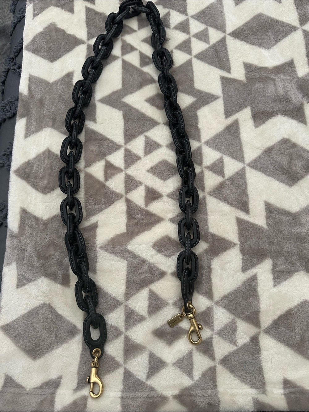 Coach Black Leather Chain Strap with Gold Hardware - Women's Jewelry